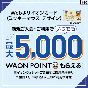 イオンカード（WAON一体型/ミッキーマウス デザイン）発行 【還元額アップ中！！】